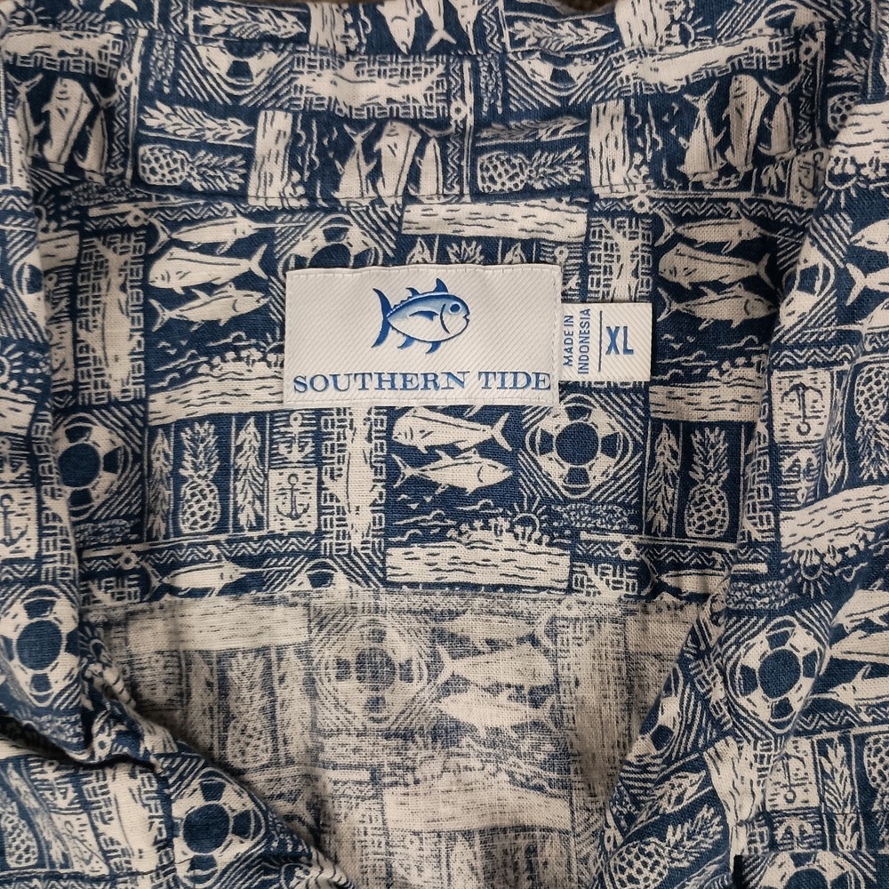 Southern Tide All Inclusive XL Linen Short Sleeve Button Down Mens Shirt - Picture 3 of 10